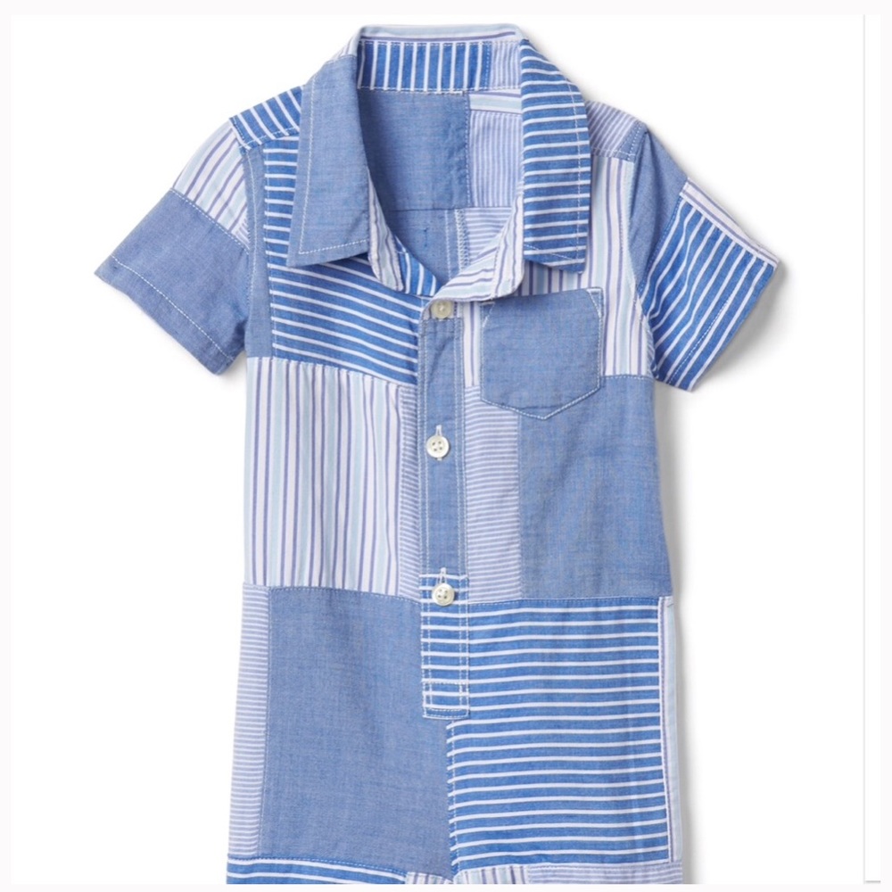 Gap Boys 0 3 6 12 Month Plaid Shorts Romper - Picture 5 of 7